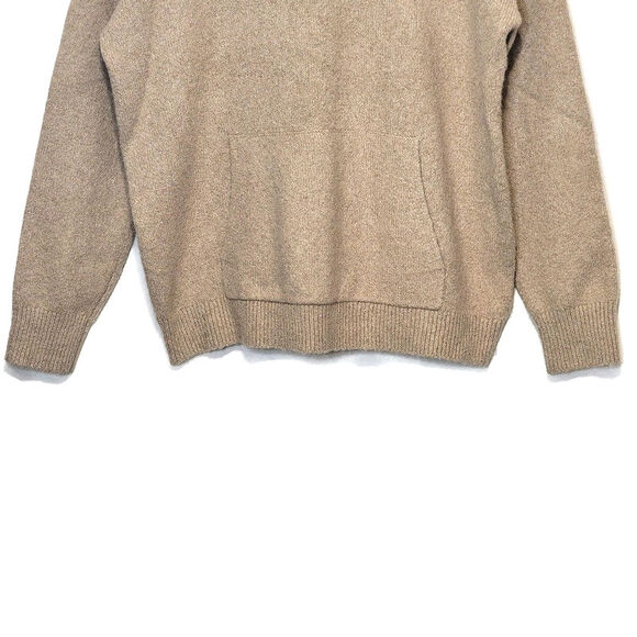 Theory Alpaca Blend Hooded Kangaroo Pocket Relaxed Fit Tan Sweater Size M - Picture 5 of 12